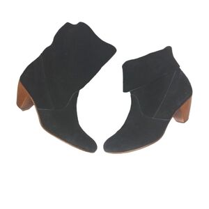 Convertable Black Suede Fold Down Ankle Boots Booties